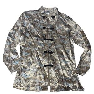 Vintage Chinese Brocade Mandarin Collar Jacket Gold